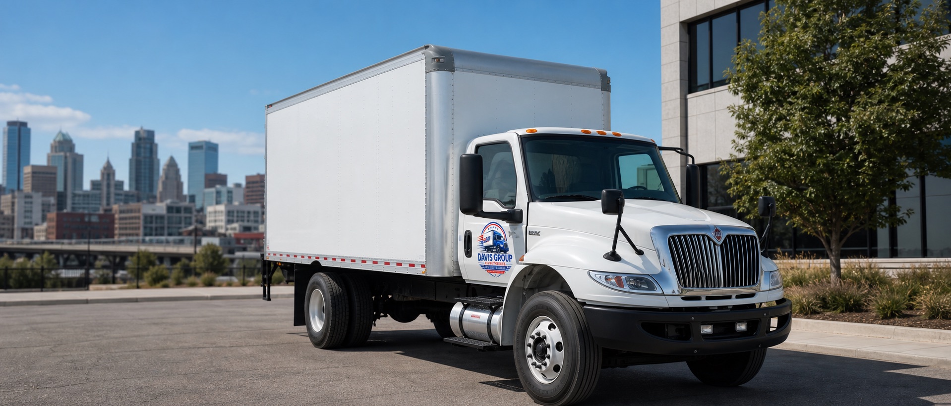 DGI white International box truck ready for Kansas City delivery service requests